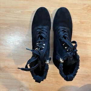 WOMEN'S KATE SPADE LACE UP MILITARY BOOTIES 8 HARDLY WORN BLACK